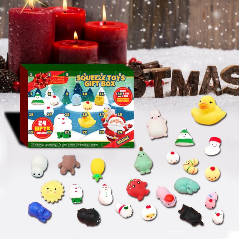 24 Days/set Squeeze Toys Christmas Countdown Advent Calendar Toy for Kid 2024 New Year Children Xmas Gift Stress Relief Toy Kit