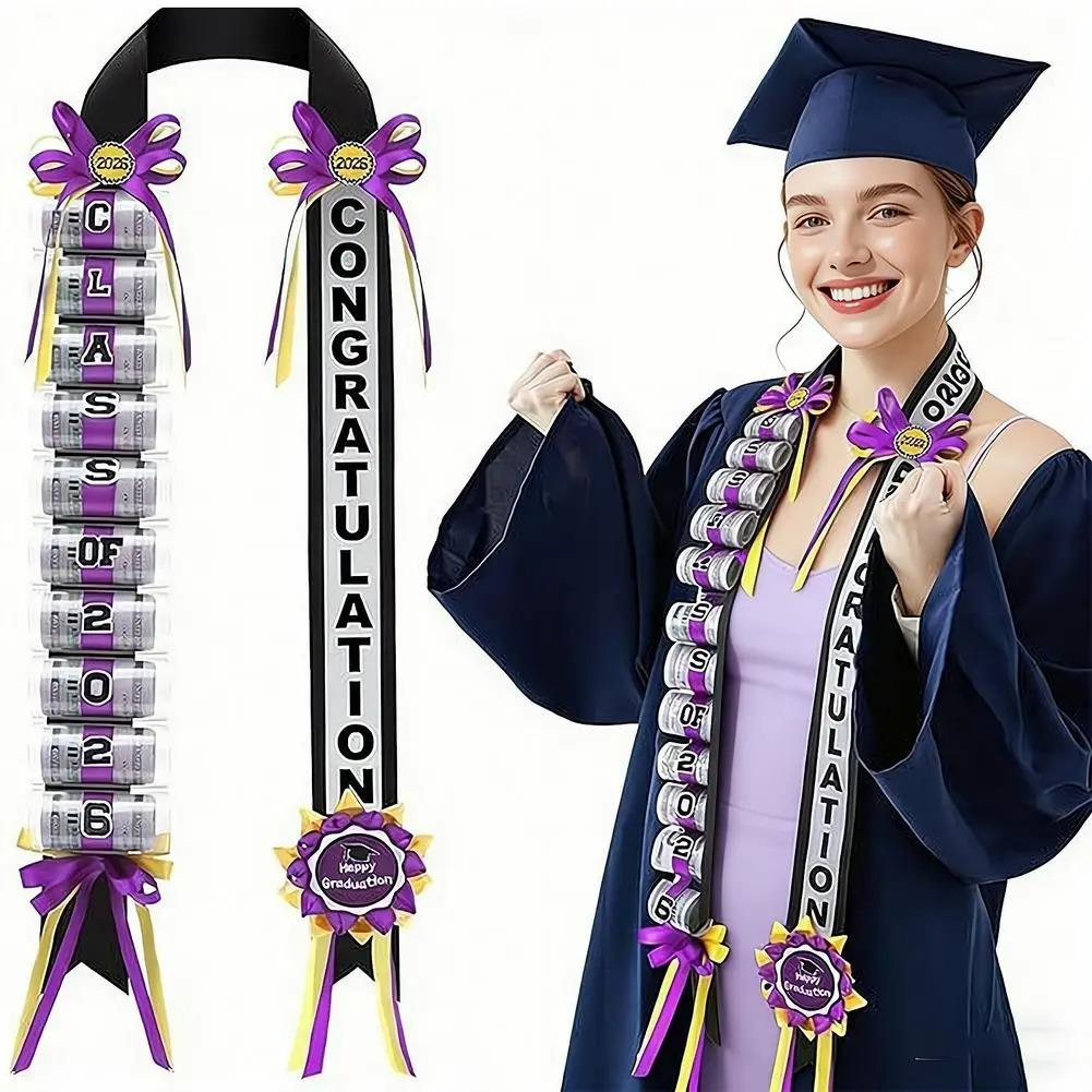 2026 Graduation Money Lei, Class of 2026 Graduation Ribbon Leis Grad Cash Gifts Party Supplies and Photo Props for High School College