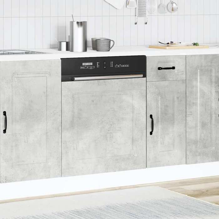 VidaXL Panneau de lave-vaisselle Kalmar gris béton 60x1,5x67 cm, panneau avant de lave-vaisselle, panneau, panneau de porte 853661