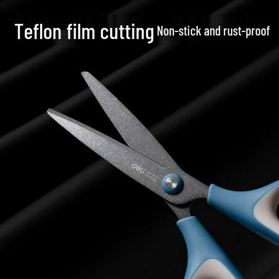 Deli 6055 Teflon-Coated Scissors with Black/Blue Handle, 175mm