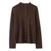 Lekasha Pure Cashmere Hand-Beaded Half-High Collar Cardigan Coat for Women