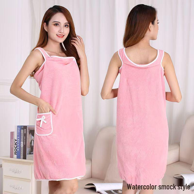 Women's Quick-Drying Coral Fleece Bath Skirt: Thickened, Soft, Water-Absorbent, Wearable Bath Towel for Spring and Autumn