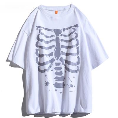 2025 Bestselling Skull Print 100 Cotton Men Women Tshirt Summer Autumn Daily Outdoor Sports Party Casual Loose Short Sleeves