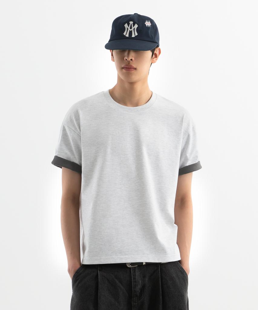 BRENSON Comfort Color Block Roll-Up Crop Short Sleeve Tee ( 4 Colors )