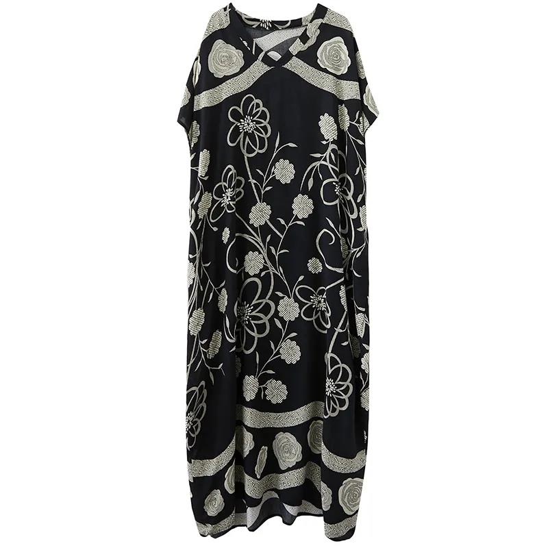 Robe Copricostume Estiva Retro Letteraria Artistica Taglie Forti da Donna in Cotone Sottile