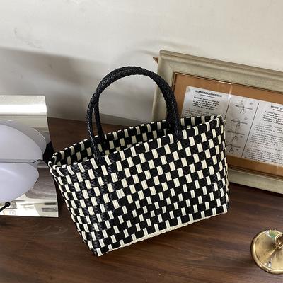 PVC tkaná taška barevná plážová taška košík na jídlo pletená trendy letní nová