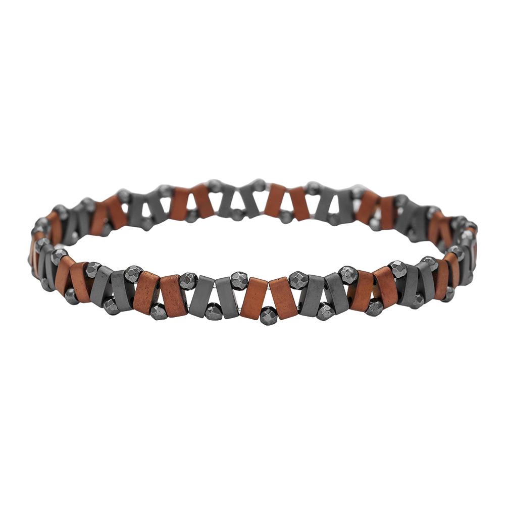Men's Fashion Beaded Hematite Elastic Bracelet