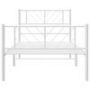 Metal Bed Frame with Headboard and Footboard White 107 X 203 Cm