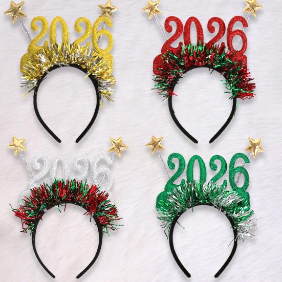 New Year Eve Party Supplies 2026 Glitter Tinsel Headband And Glasses Set for Happy New Year Party Celebration