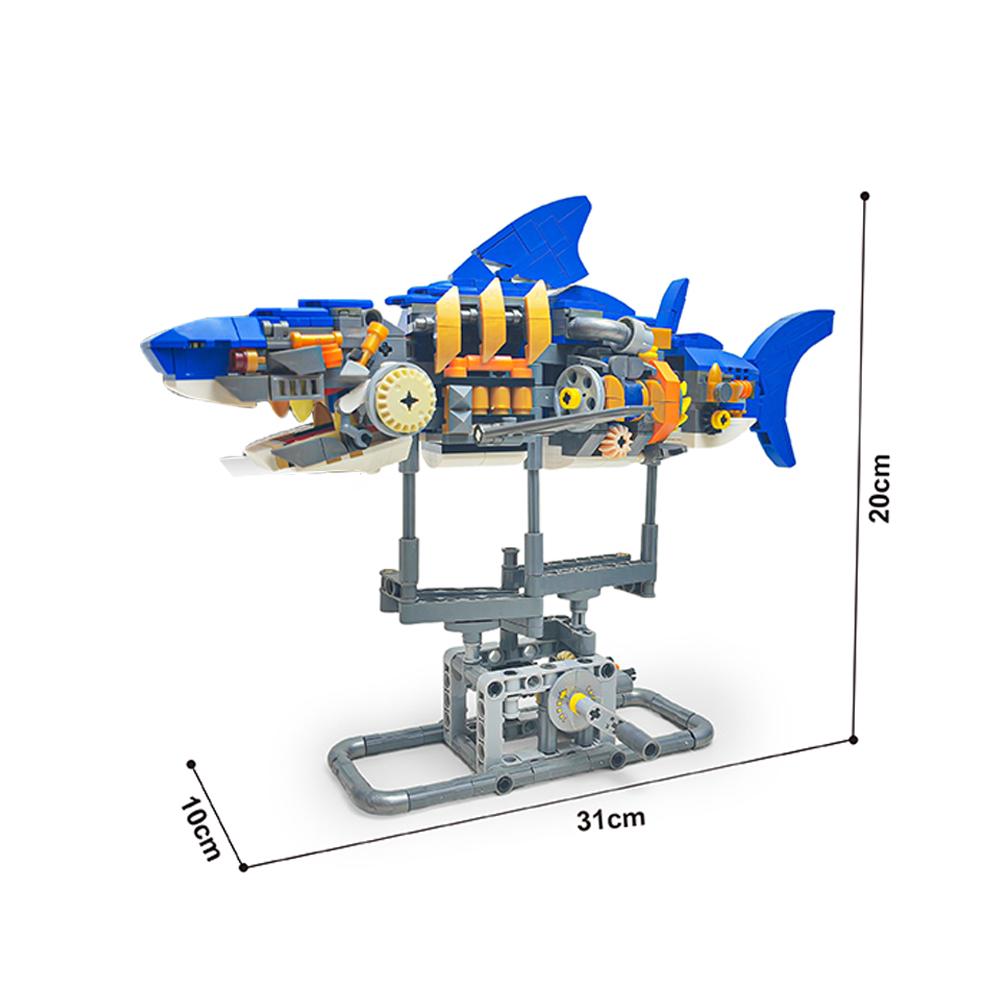 Deep Sea Shark Model Building 3D Block - Mechanical Rotation, Simulate Underwater Swimming, Ideal Gifts for Marine Animal Lovers