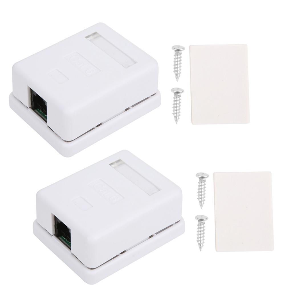 2Pcs Cat6 RJ45 Surface Mount Box Non-Shielded Single Port Mount Box Network Installation