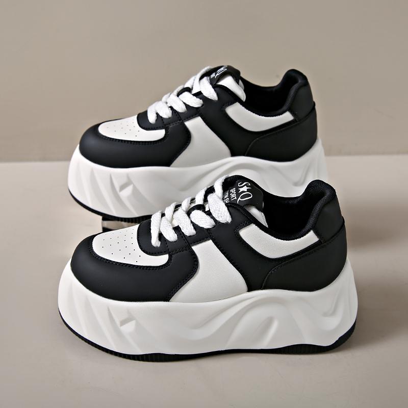 Heels Womens Designer Leisure Sneakers Fashion Casual Microfiber Leather Breathable Height Increased Flat Platform Board Shoes