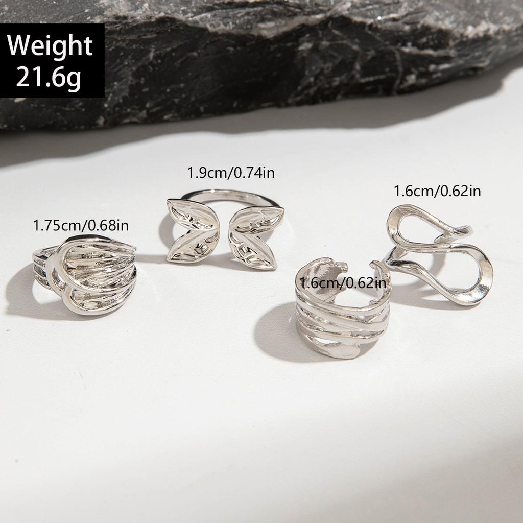 Fashionable irregular geometric openwork ring set design sense peach heart butterfly opening ring for women