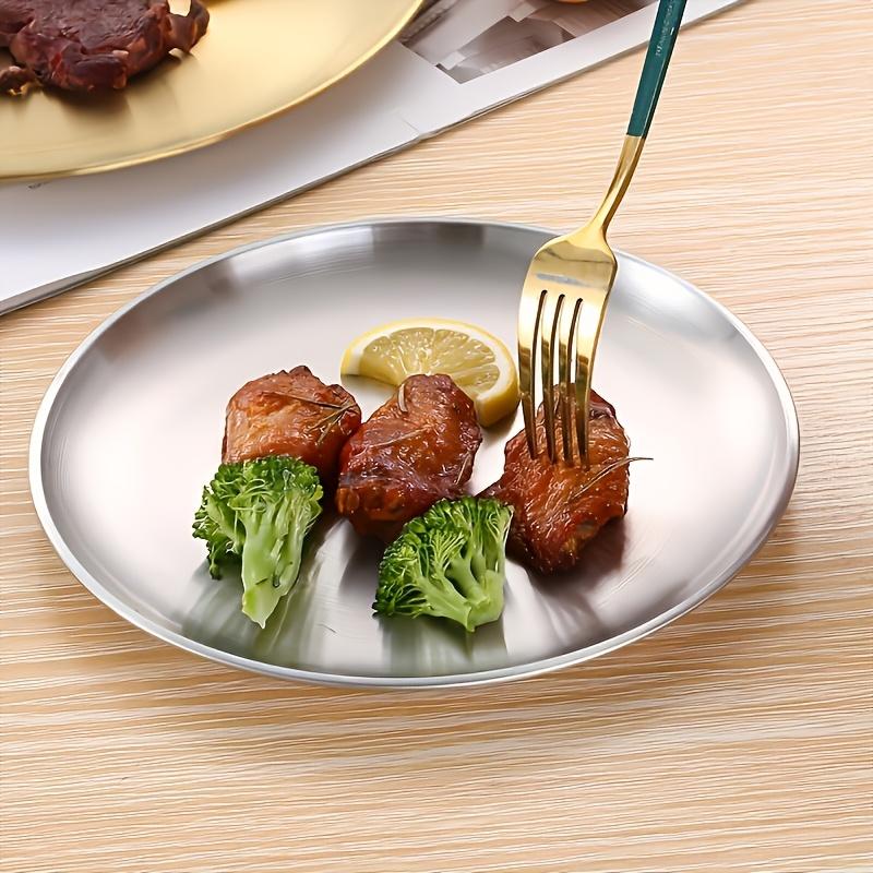 7pcs stainless steel plate set,23cm stainless steel plate,lightweight non-breakable plate set,suitable for home,outdoor use,restaurant,buffet supplies