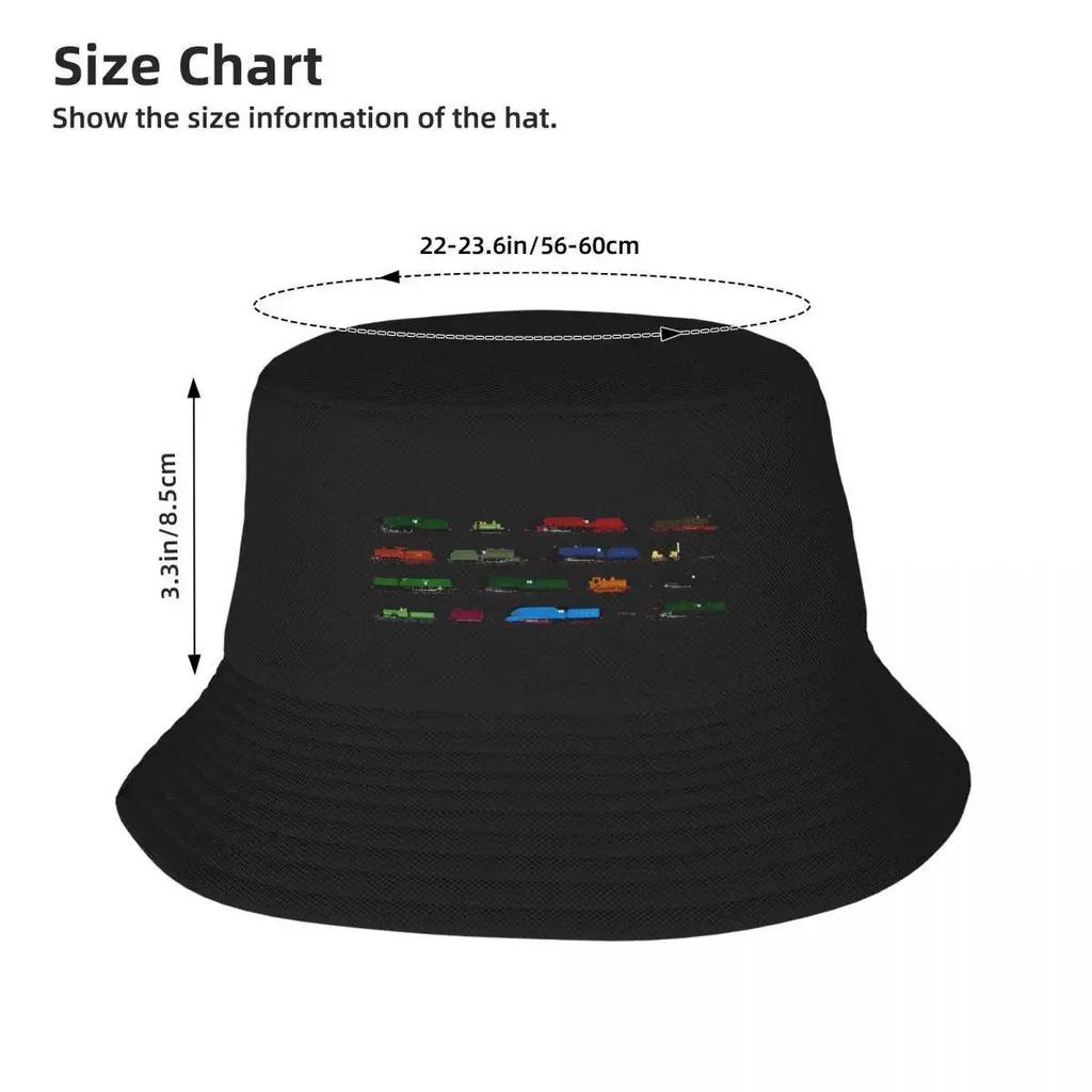 British Steam Trains Bucket Hat Cosplay Snapback Cap  foam party Hat Caps Male Women's
