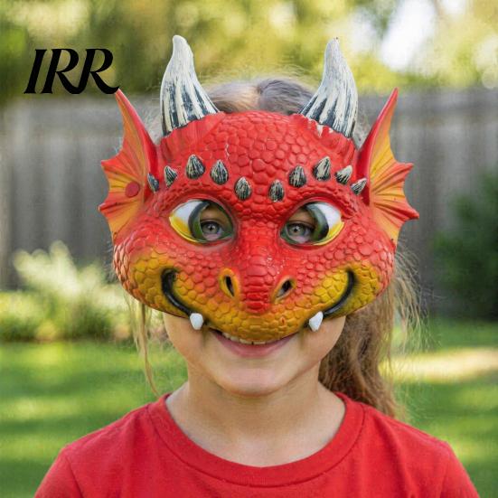 Unique Party Costume Mask 3D Cute Dragon Full Face Mask, Halloween Baby Lightweight Breathable Detailed Role Play with Realistic Scales And Horns for