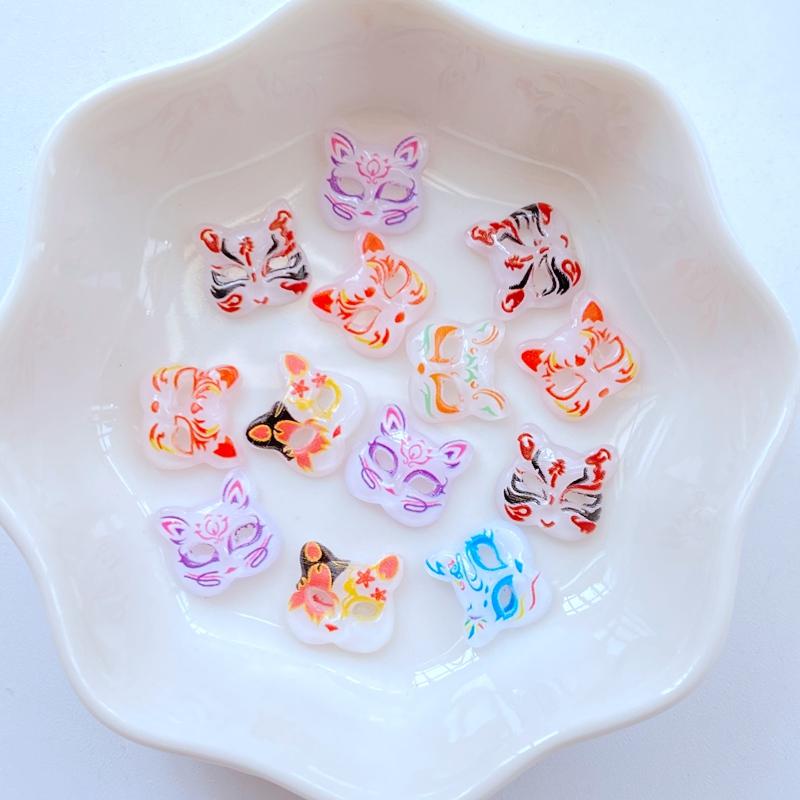 50Pcs New Cute Resin 10mm Mini Mask Series Flat BackFit Phone Manicure Deco Anicure Embellishments For Hair Bows Accessories