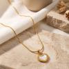 STMN07 Gold Plated White Shell Heart Pendant Necklace Rope Edge Adjustable Handmade Fashion for Women Stainless Steel Jewelry