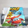 Super Wings Cartoon Flannel Blanket Car Robot Funny Throw Blanket for  Sofa Bedding Lounge 150*125cm Rug Piece,