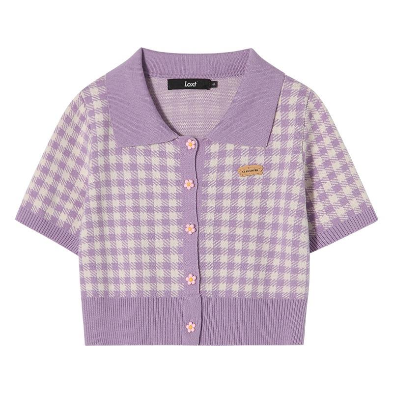 

Женский кардиган с короткими рукавами, однобортный, в клетку с лацканами One Size