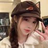 RICYGVM Retro Button Corduroy Octagonal Cap For Women Painter Artist Hat Japanese Girls Brown Peaked Caps Autumn Winter Berets