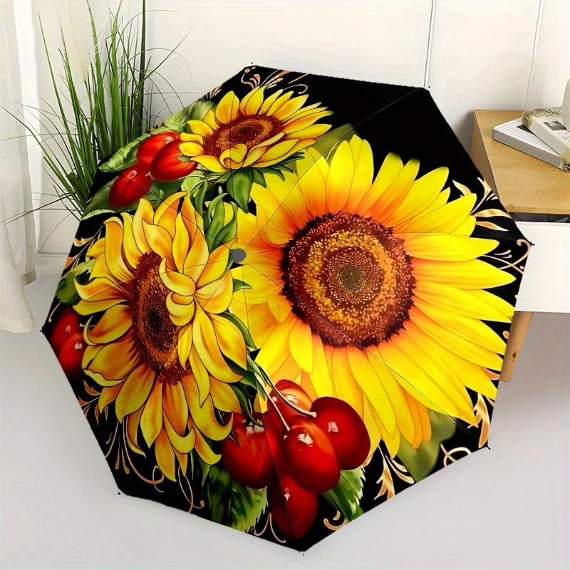 

1pc Sunflower Bouquet with Berries Umbrella with Plastic Handle,Suitable for All Seasons Home Travel Outdoor UmbrellaB1617