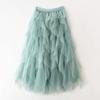 Manufacturer, Elastic Waist Fashionable Versatile and Thin Mesh Stitching Irregular Medium and Long Skirt