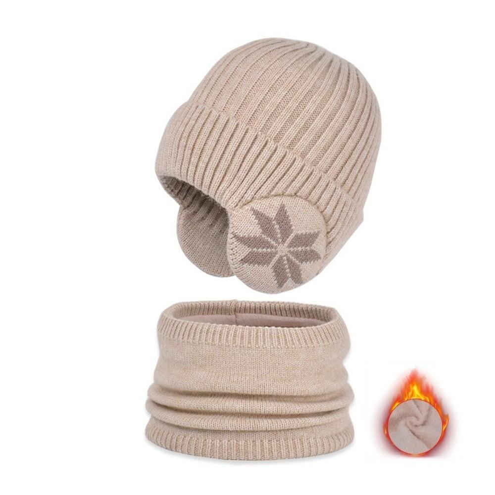 2pcs Coldproof Children Knitted Beanie Solid Color Pullover Hat Fashion Scarf Hat Set  Winter