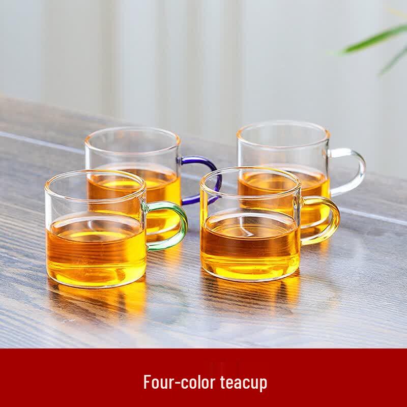 ZISIZ Heat-Resistant Glass Teacup Set with Storage Rack