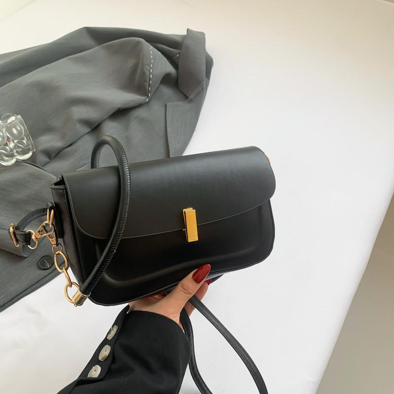 Chic Pu Leather Shoulder Bag Fashionable Chain Stitch Small Square Crossbody