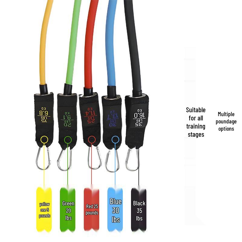 11-Piece Carabiner Eyelet Hook Puller & Stretch Rope Set for Muscle Fitness Training