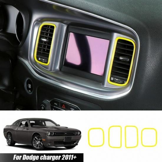 Yellow Dashboard Air Vent Outlet Cover Trim Accessories For Dodge Charger 2011+