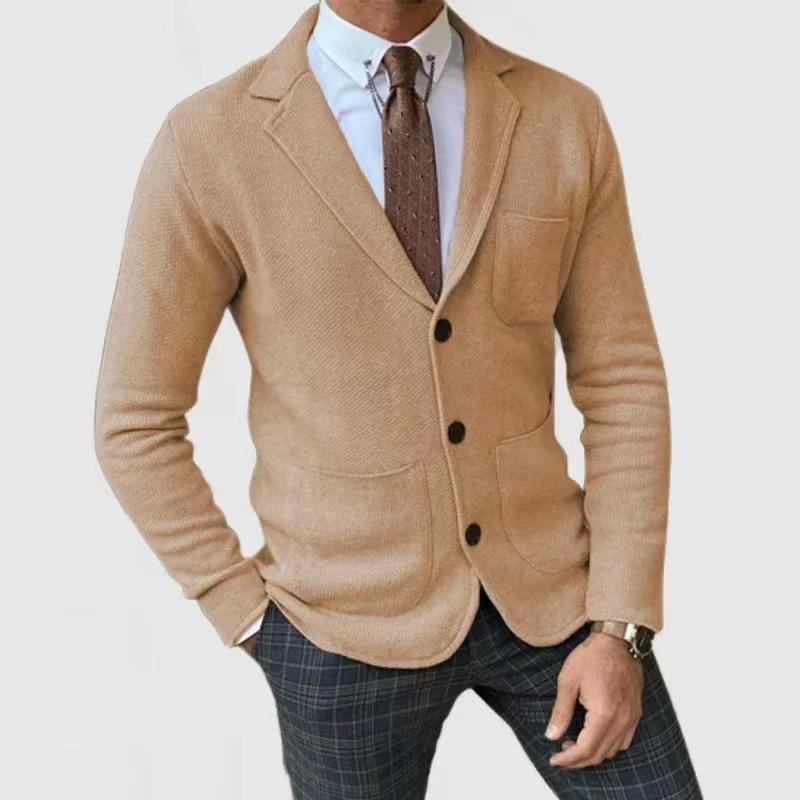 Men's Knit Blazer Jacket Slim Fit Casual Business Suit Coat with Four Color Options