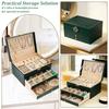 3 Layer Jewelry Box PU Leather Jewelry Organizer Storage Box with Key Tabletop Display Case for Women Earring Necklace Bracelet