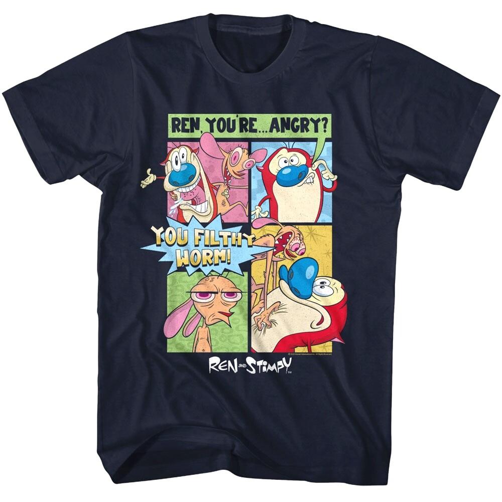 Ren and Stimpy Angry Comic Strip Men T Shirt S