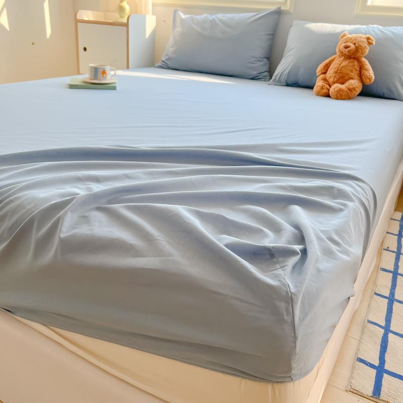 2024 New A-class Solid Color Good Quality Grid Washed Cotton Bed Sheet, Single Piece Fully Enclosed Non Slip Bed Sheet, Bed