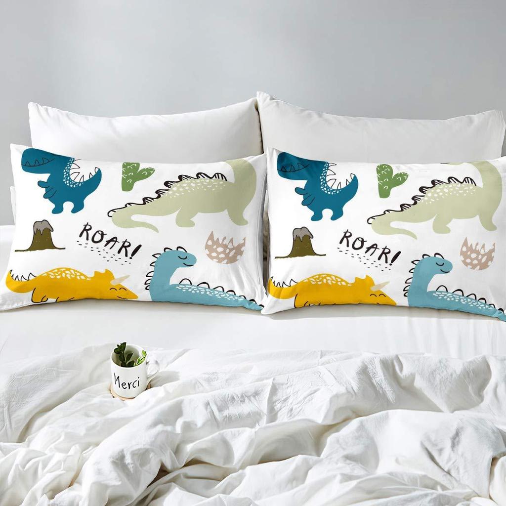 Dinosaurier Cartoon Druck Quilt Set Dreiteilig Digitaldruck Heimtextil-Set Heimtextil