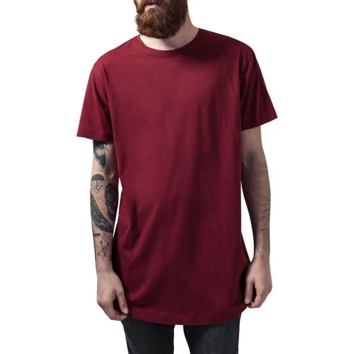 T-shirt long - URBAN CLASSICS - HAPED - Manches courtes - 100% coton - Rouge