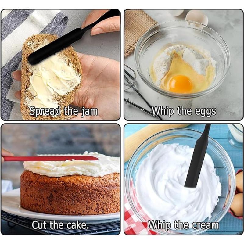 Set spatule silicon 4 piese Rezistent la căldură Spatulă pentru cremă de tort, gem, unt Antiaderent Flexibil Ustensile de copt, gătit, bucătărie
