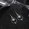 Personalized Earrings Retro Bohemian Peach Heart Hollow Round Turquoise Earrings Earrings