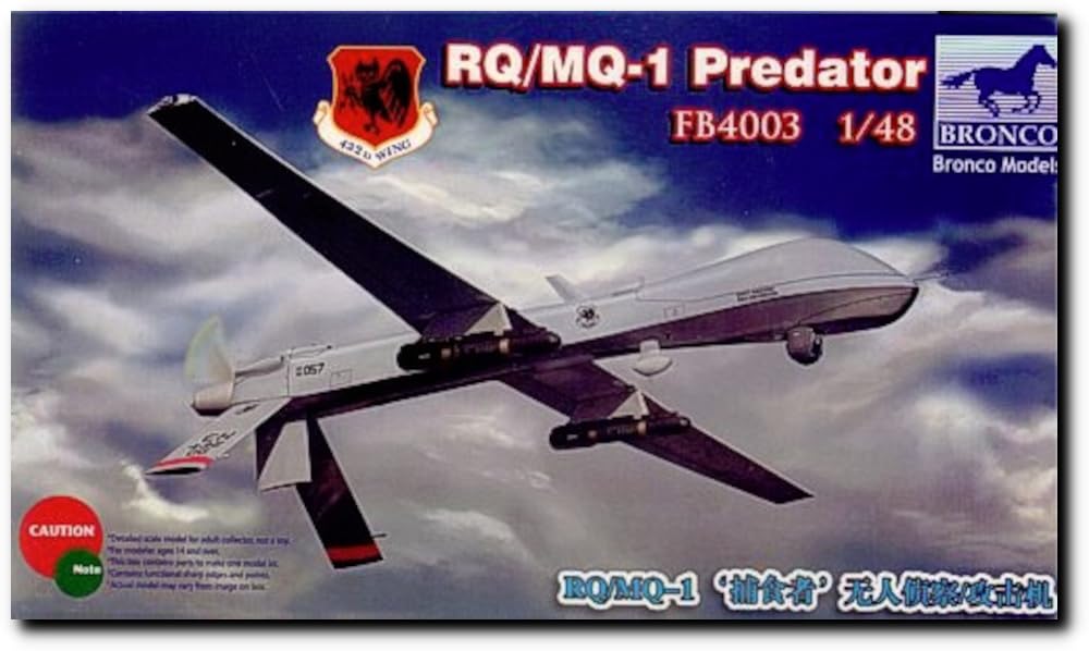 

Bronco Model 1/48 Scale American Predator MQ/RQ-1 Unmanned Reconnaissance Aircraft (FB4003) Plastic Model Kit (CBF48003)