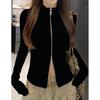 Women's Autumn Niche Slim Fit Double Zipper Stand Collar Long Sleeve T-Shirt
