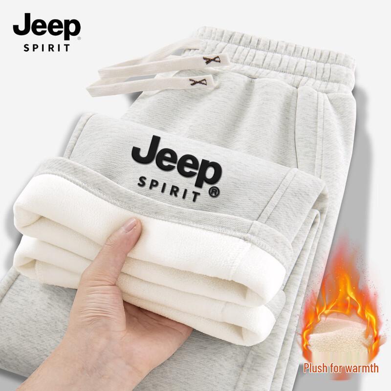 JEEP SPIRIT Men's Fleece-Lined Loose Fit Casual Sweatpants