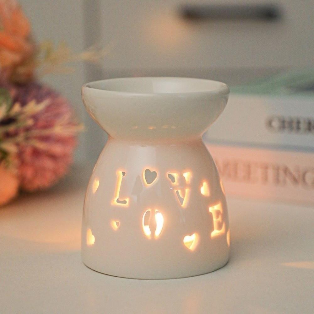 Hollow Design Fragrance Lamp White Color Aromatherapy Stove Decorative Incense Burner  Home
