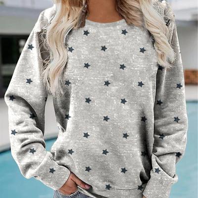 Damski sweter z kwiatowym nadrukiem Wiosna Jesień Topy Luźne bluzy z okrągłym dekoltem Casual Bluza z długim rękawem