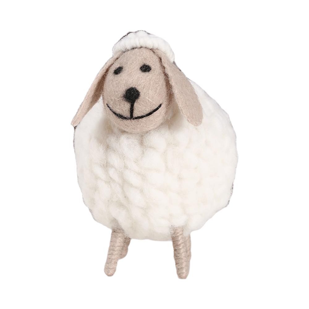Christmas Decoration Sheep Beige Khaki Scene Model Sheep Cartoon Lamb Photo Props Miniature Sheep Decor Desktop Ornament