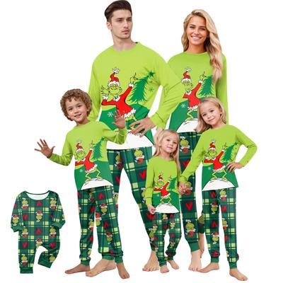 Print Cute Family Set Pajamas, Home Clothes, Family Set Long Sleeve Top Pants Set