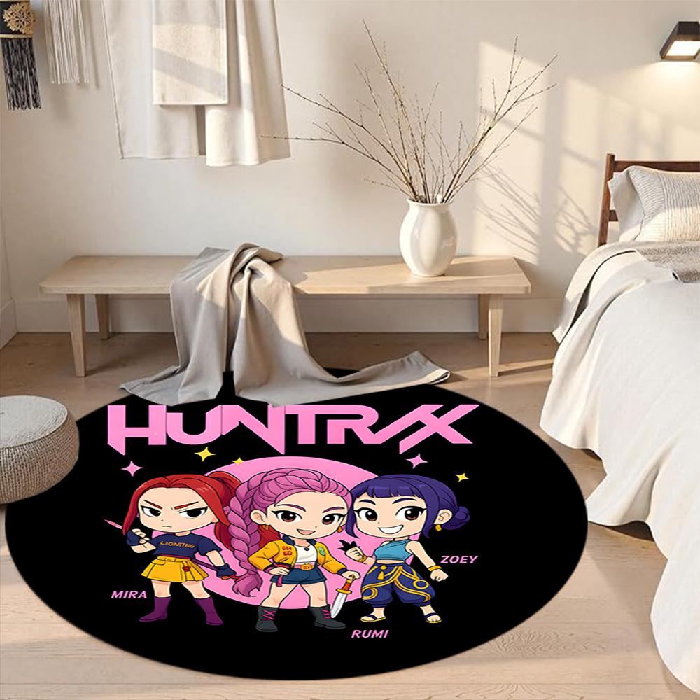 Huntrax Girls Round Area Rug Design for Bedrooms Game Room Dining Room Decorate Room Antislip Round Carpet Decorate Offices