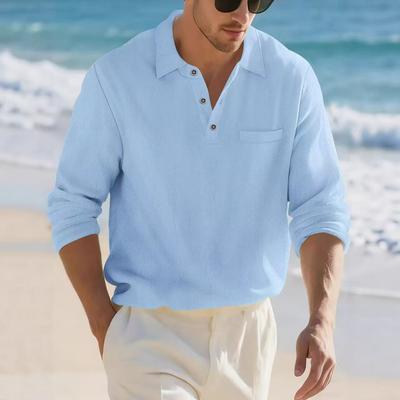 Neues Herren-Langarmhemd aus Baumwoll-Leinen-Mischung, Kragenlos, Lässig, Lockere Passform, Einfarbiges Leinen-Top, Frühling/Herbst, Herrenmode