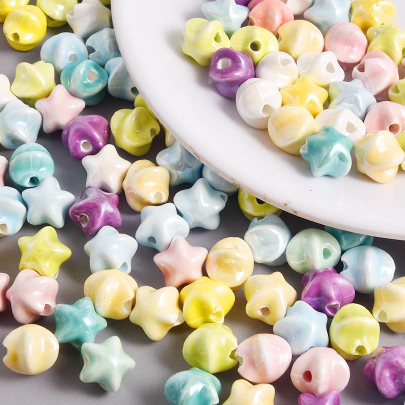 Different Style Random Mix Ceramic Beads For Jewelry Making Supplies Ball Flower Heart Star Loose Bead DIY Bracelets Accessories